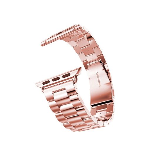 XINCUCO Three Bead Series Stainless Steel Watchband for Apple Watch Series 10 42mm / 9 8 7 41mm / SE (2023) SE (2022) SE 6 5 4 40mm / 3 2 1 38mm - Rose