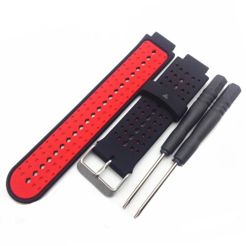 Universal Soft Silicone Watch Strap Dual Color Wrist Band for Garmin Forerunner 220/230/235/630/620/735 - Black / Red