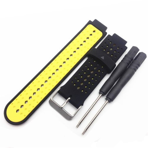 Universal Soft Silicone Watch Strap Dual Color Wrist Band for Garmin Forerunner 220/230/235/630/620/735 - Black / Yellow