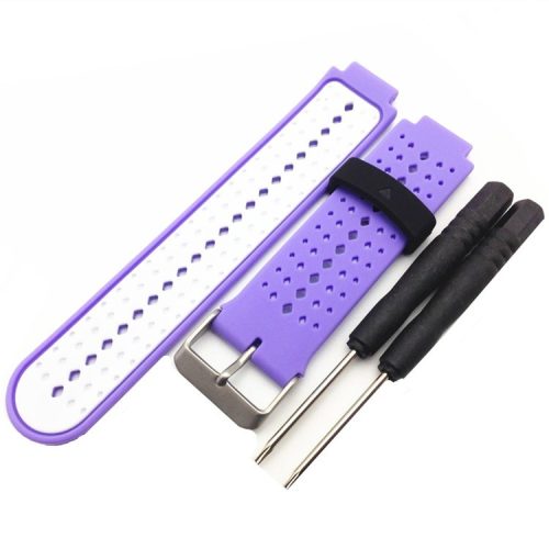 Universal Soft Silicone Watch Strap Dual Color Wrist Band for Garmin Forerunner 220/230/235/630/620/735 - Purple / White