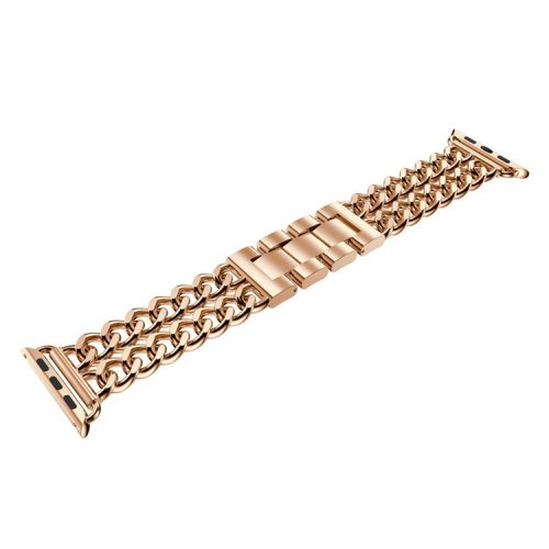 Cowboy Chain Electroplated Stainless Steel Watch Band for Apple Watch Series 10 42mm / 9 8 7 41mm / SE (2023) SE (2022) SE 6 5 4 40mm / 3 2 1 38mm - Rose Gold Color