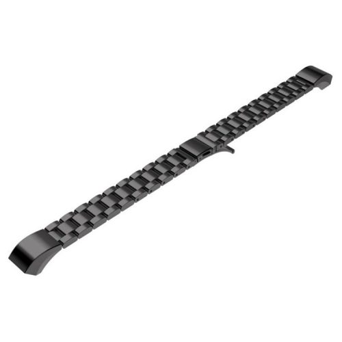 Luxury Three Beads Stainless Steel Strap with Folding Clasp for Fitbit Alta - Black