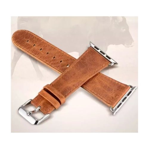 Crazy Horse Texture Retro Leather Watch Strap with Lugs Adapters for Apple Watch Series 10 46mm / Ultra 2 Ultra 49mm / 9 8 7 45mm / SE (2023) SE (2022) SE 6 5 4 44mm / 3 2 1 42mm - Brown