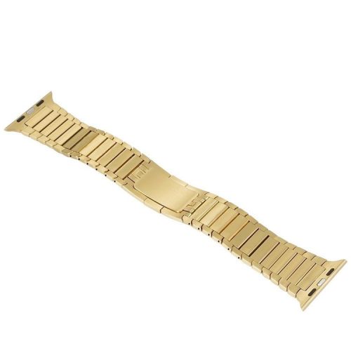 1:1 Scale Butterfly Clasp Stainless Steel Watch Band for Apple Watch Series 10 46mm / Ultra 2 Ultra 49mm / 9 8 7 45mm / SE (2023) SE (2022) SE 6 5 4 44mm / 3 2 1 42mm - Gold Color