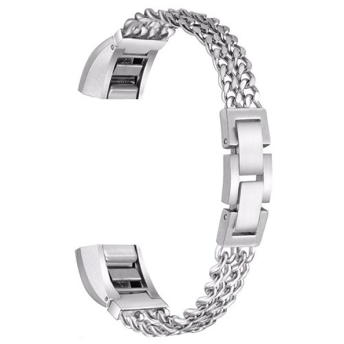 Luxurious Dual Chain 316L Stainless Steel Watch Strap for Fitbit Alta - Silver Color