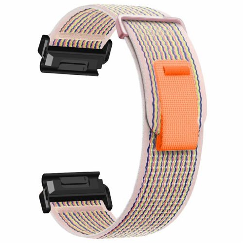 Watch Band for Garmin Fenix 7 / 6 / 5 Replacement Nylon Adjustable Loop Fastener Strap - Pink+Pink