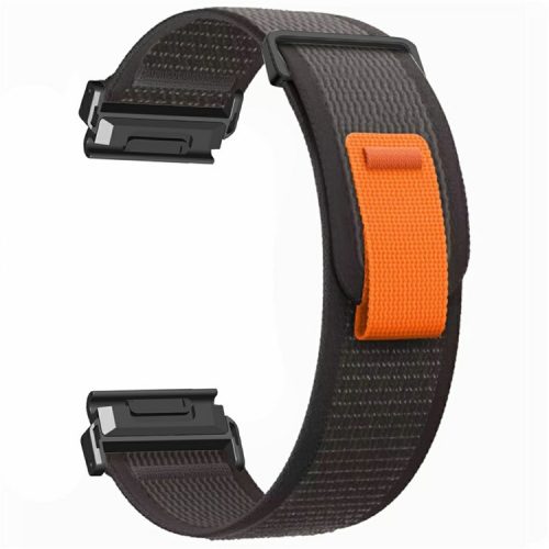 Watch Band for Garmin Fenix 7X / 6X / 5X Replacement Nylon Adjustable Loop Fastener Strap - Black+Black