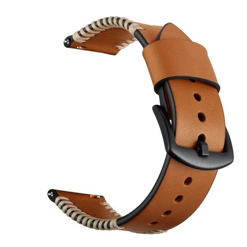 20mm Pork Ribs Style Genuine Leather Coated Smart Watch Strap for Samsung Galaxy Watch 42mm - Brown