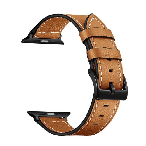 Classic Genuine Leather Watch Band Replacement for Apple Watch Series 10 46mm / Ultra 2 Ultra 49mm / 9 8 7 45mm / SE (2023) SE (2022) SE 6 5 4 44mm / 3 2 1 42mm - Camel