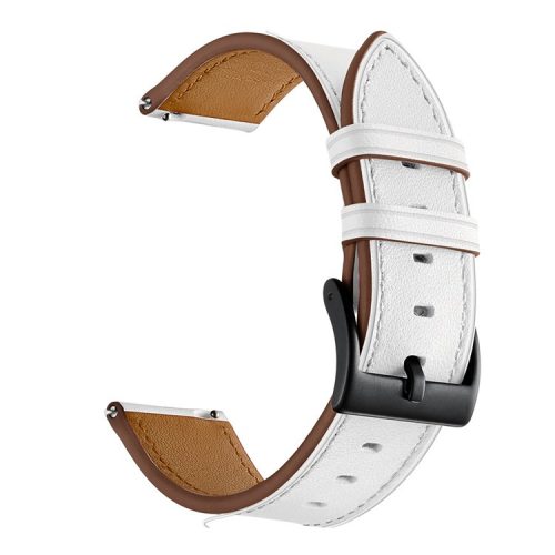 20mm Top-layer Genuine Leather Watch Strap Replacement for Garmin Vivoactive 3/Vivomove HR - White