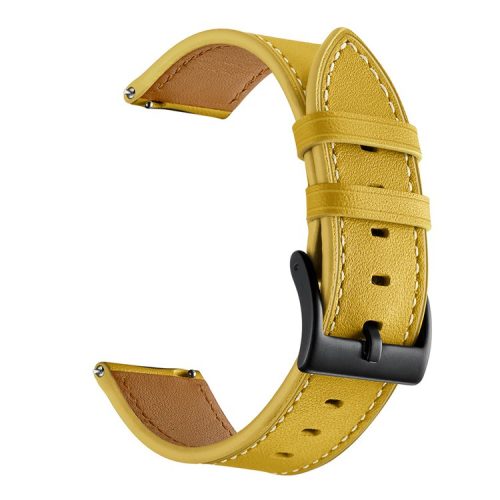 20mm Top-layer Genuine Leather Watch Strap Replacement for Garmin Vivoactive 3/Vivomove HR - Yellow