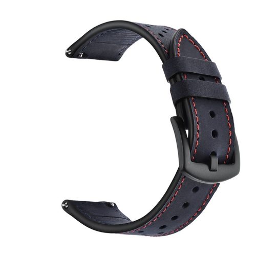 22mm Holes Decor Genuine Leather Smart Watch Band for Samsung Gear S3 Classic/Frontier - Dark Blue