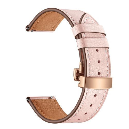 22mm Genuine Leather Watch Strap Replacement for Huawei Watch GT1 / 2 / Watch Magic - Pink+Rose Gold