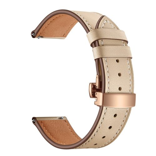 22mm Genuine Leather Watch Strap Replacement for Huawei Watch GT1 / 2 / Watch Magic - Apricot+Rose Gold