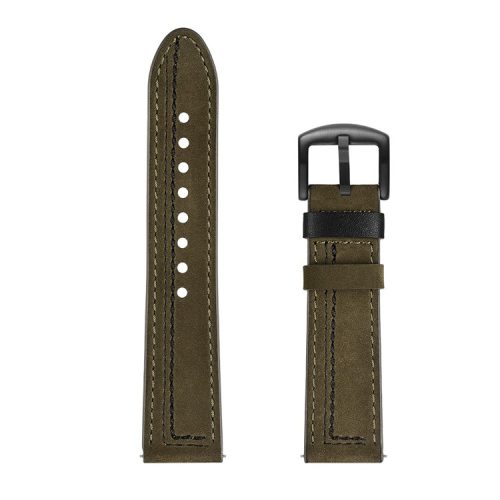 22mm Genuine Leather Smart Watch Strap Replacement with Stitching Decor for Huawei Watch GT1 / 2 / Watch Magic - Green