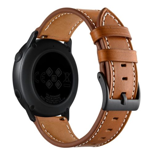 20mm Genuine Leather Smart Watch Replacement Strap for Samsung Galaxy Watch4 Classic 46mm 42mm/Galaxy Watch4 44mm 40mm/Galaxy Watch Active1/Active2 40mm 44mm - Brown