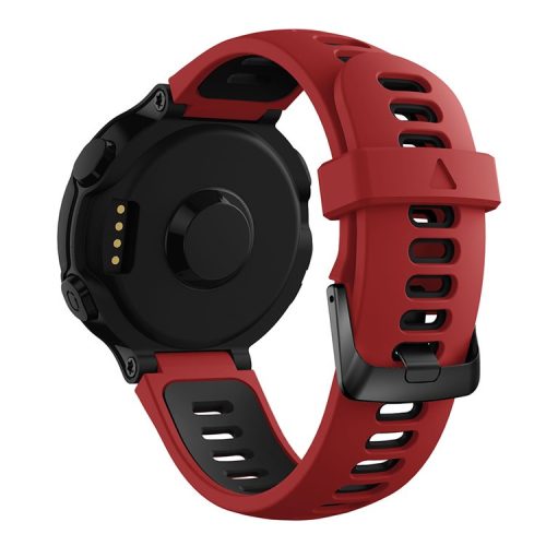 Silicone Watch Band for Garmin Forerunner 735XT 220 230 235 620 630, Dual Color Wrist Strap with Black Buckle - Red / Black