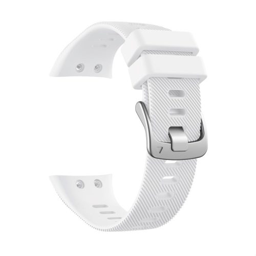 Silicone Watchband Strap Silver Buckle for Garmin Forerunner 45 - White