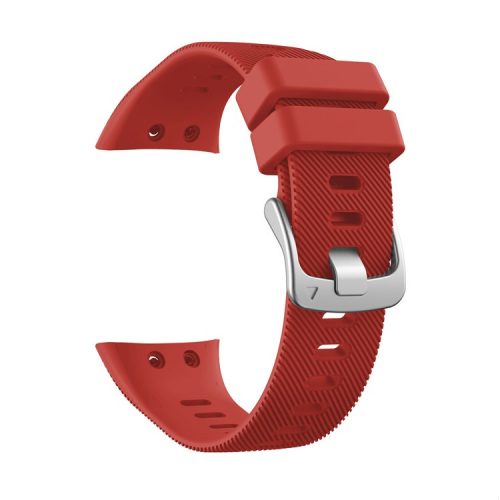 Silicone Watchband Strap Silver Buckle for Garmin Forerunner 45 - Red