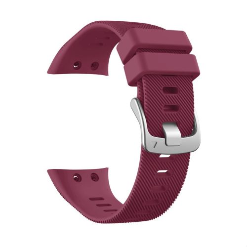 Silicone Watchband Strap Silver Buckle for Garmin Forerunner 45 - Wine Red