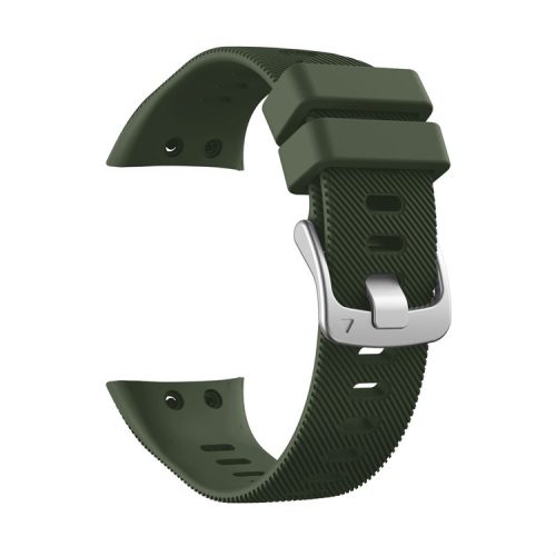 Silicone Watchband Strap Silver Buckle for Garmin Forerunner 45 - Army Green