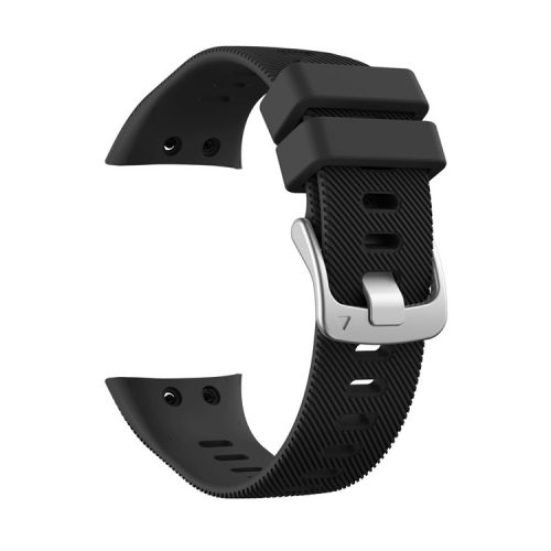 Silicone Watch Band Silver Buckle for Garmin Forerunner 45S - Black