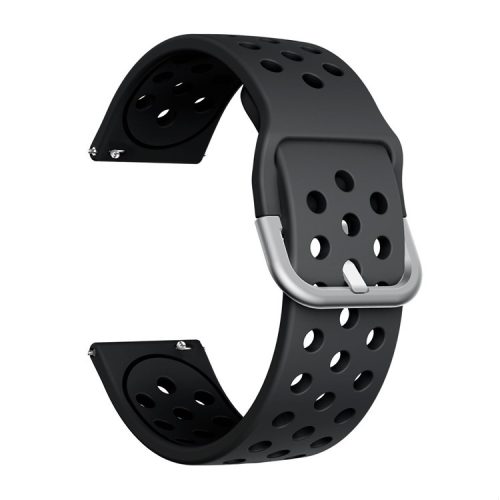 Metal Buckle Silicone Smart Watch Band Replacement for Fitbit Versa/Versa 2 - Black