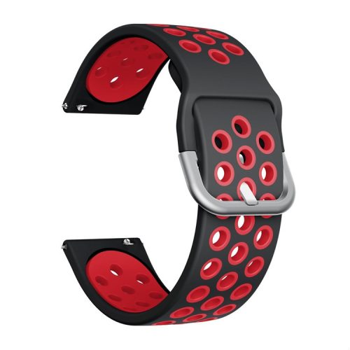 Metal Buckle Silicone Smart Watch Band Replacement for Fitbit Versa/Versa 2 - Black/Red