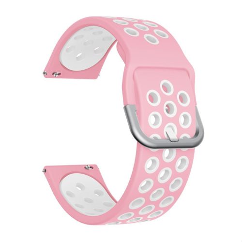 Metal Buckle Silicone Smart Watch Band Replacement for Fitbit Versa/Versa 2 - Pink/White