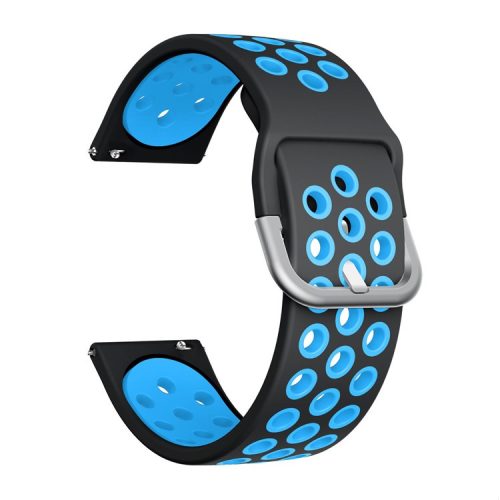 Metal Buckle Silicone Smart Watch Band Replacement for Fitbit Versa/Versa 2 - Black/Blue