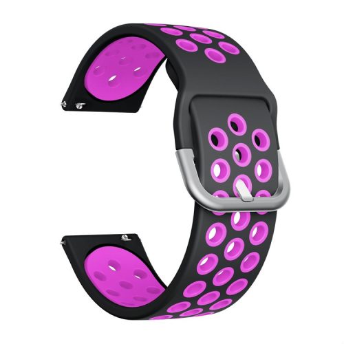 Metal Buckle Silicone Smart Watch Band Replacement for Fitbit Versa/Versa 2 - Black/Purple