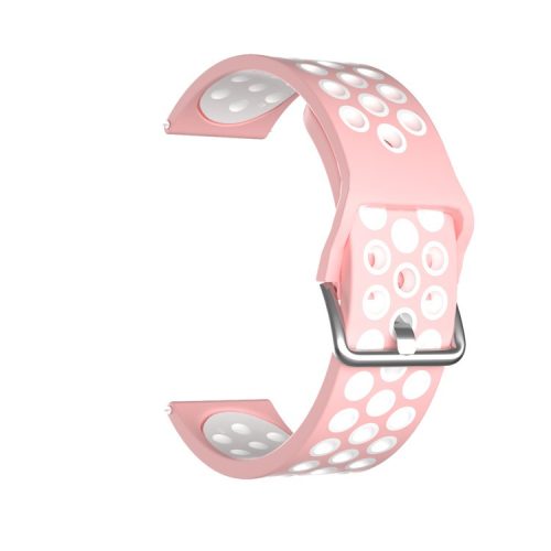 22mm Metal Buckle Silicone Smart Watch Replacement Strap for Samsung Galaxy Watch 46mm/Gear S3 Class/Frontier - Pink/White