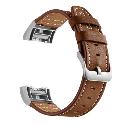 Genuine Leather Coated Watch Band for Fitbit Charge 2 - Brown