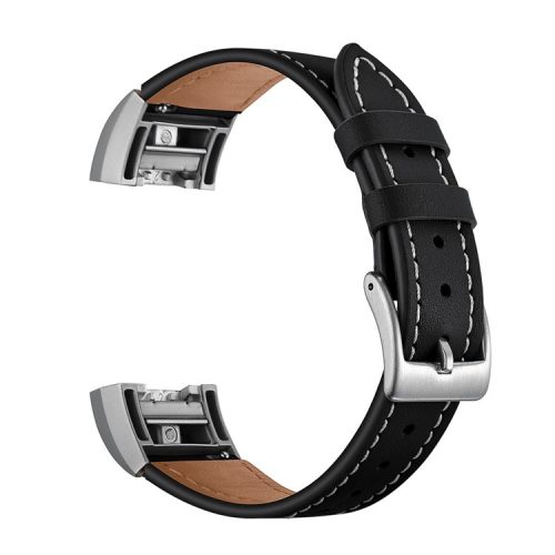 Genuine Leather Coated Smart Watch Band for Fitbit Charge 2 - Black