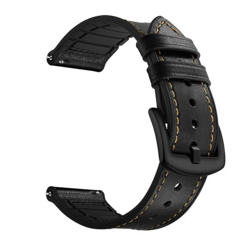 20mm Silicone Coated Leather Smart Watch Strap Replacement for Amazfit Huami Bip GTS Youth Smart Watch - Black