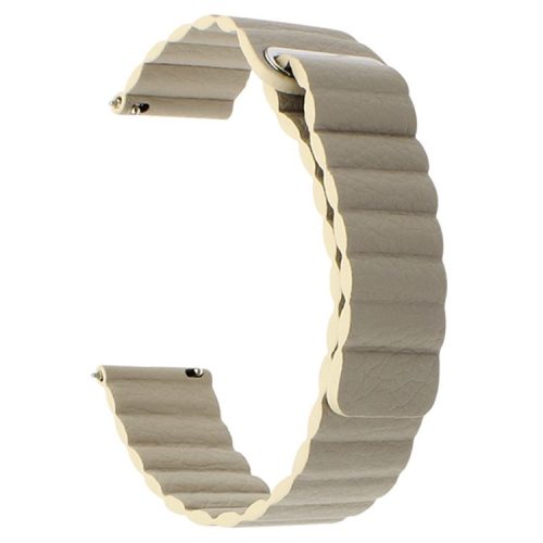 20mm Magnetic Closure Leather+Silicone Smart Watch Strap Replacement for Huawei Watch GT2 42mm - Light Brown