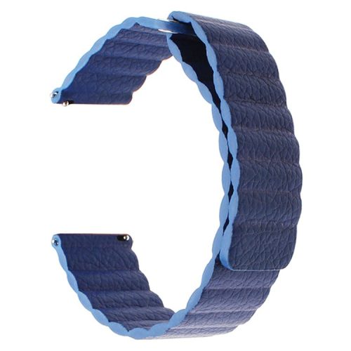 20mm Magnetic Closure Leather+Silicone Smart Watch Strap Replacement for Huawei Watch GT2 42mm - Blue