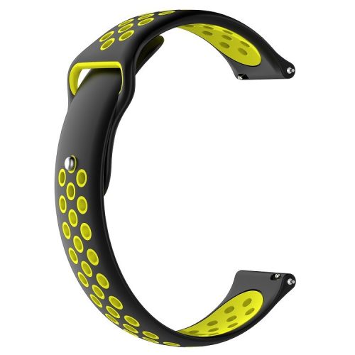 20mm Two-color Silicone Wrist Strap for Garmin Venu/Polar Pacer Pro - Black / Yellowgreen