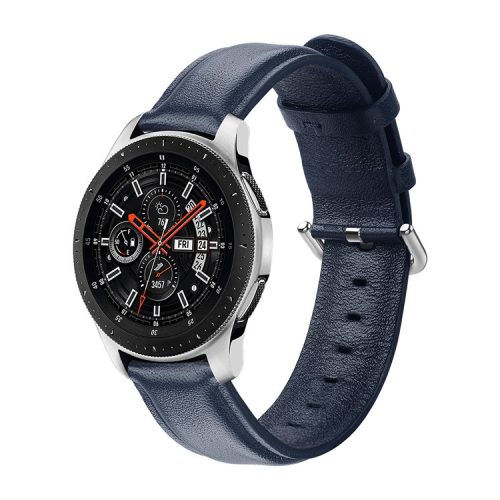 20mm Genuine Leather Smart Watch Replacement Strap for Samsung Galaxy Watch 42mm - Dark Blue