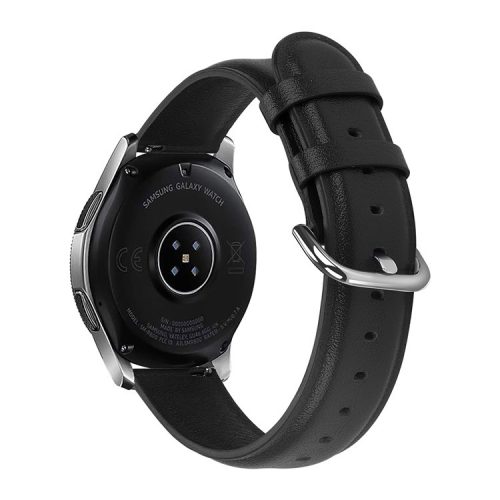 22mm Genuine Leather Smart Watch Replacement Strap for Samsung Galaxy Watch 46mm - Black