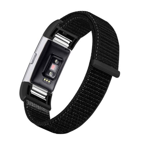 Loop Fastener Nylon Weaven  Smart Watch Strap for Fitbit Charge 2 - Black