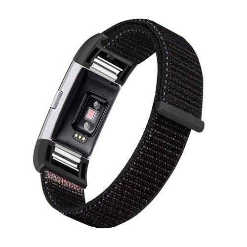 Loop Fastener Nylon Weaven  Smart Watch Strap for Fitbit Charge 2 - Dark Grey