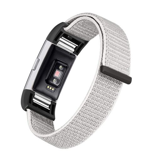 Loop Fastener Nylon Weaven  Smart Watch Strap for Fitbit Charge 2 - Silver