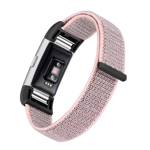 Loop Fastener Nylon Weaven  Smart Watch Strap for Fitbit Charge 2 - Pink