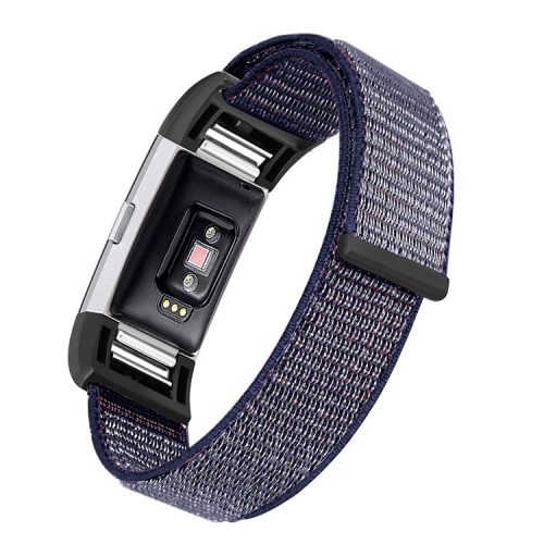 Loop Fastener Nylon Weaven  Smart Watch Strap for Fitbit Charge 2 - Purple