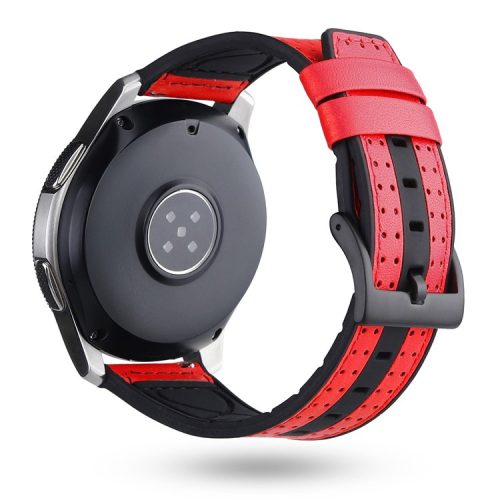 22mm Carbon Fiber Leather Coated Silicone Watch Strap for Huawei Watch GT2/Galaxy Watch 46mm etc. - Red