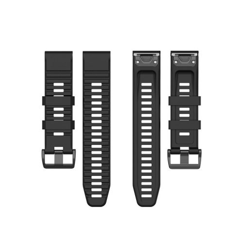 Stylish Silicone Sport Watch Band Adjustable Wrist Strap with Black Buckle for Garmin Fenix 6 Pro 22mm - Black