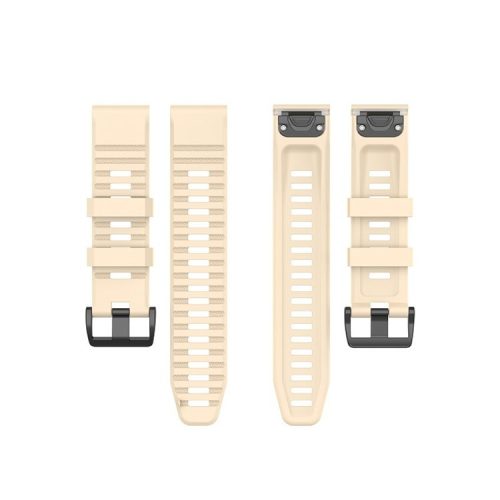 Stylish Silicone Sport Watch Band Adjustable Wrist Strap with Black Buckle for Garmin Fenix 6 Pro 22mm - Beige