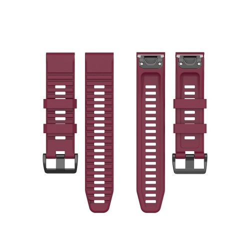 26mm Silicone Sport Watchband with Black Buckle for Garmin Fenix 6X Pro - Wine Red