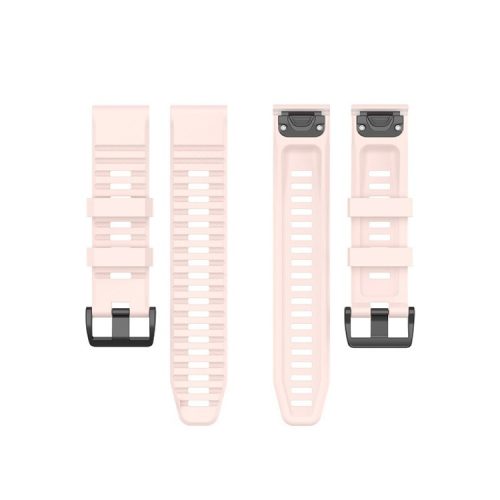 26mm Silicone Sport Watchband with Black Buckle for Garmin Fenix 6X Pro - Light Pink